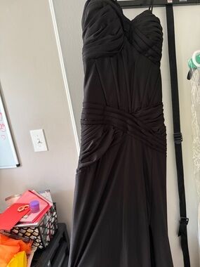 B Darlin Black Strapless Ruched Evening Gown
